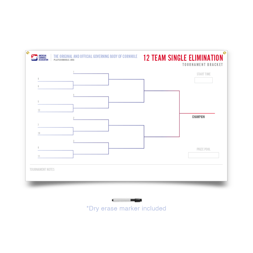Cornhole Tournament Brackets - 12 Team 106303 | American Cornhole Association