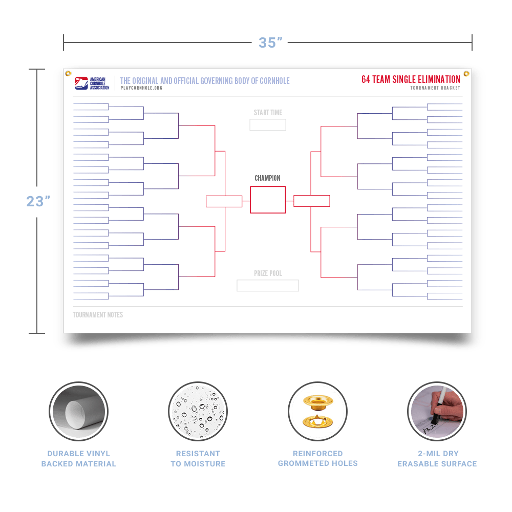 Cornhole Tournament Brackets - 64 Team 106305 | American Cornhole Association