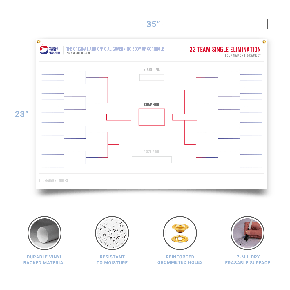 Cornhole Tournament Brackets - 64 Team 106305 | American Cornhole Association