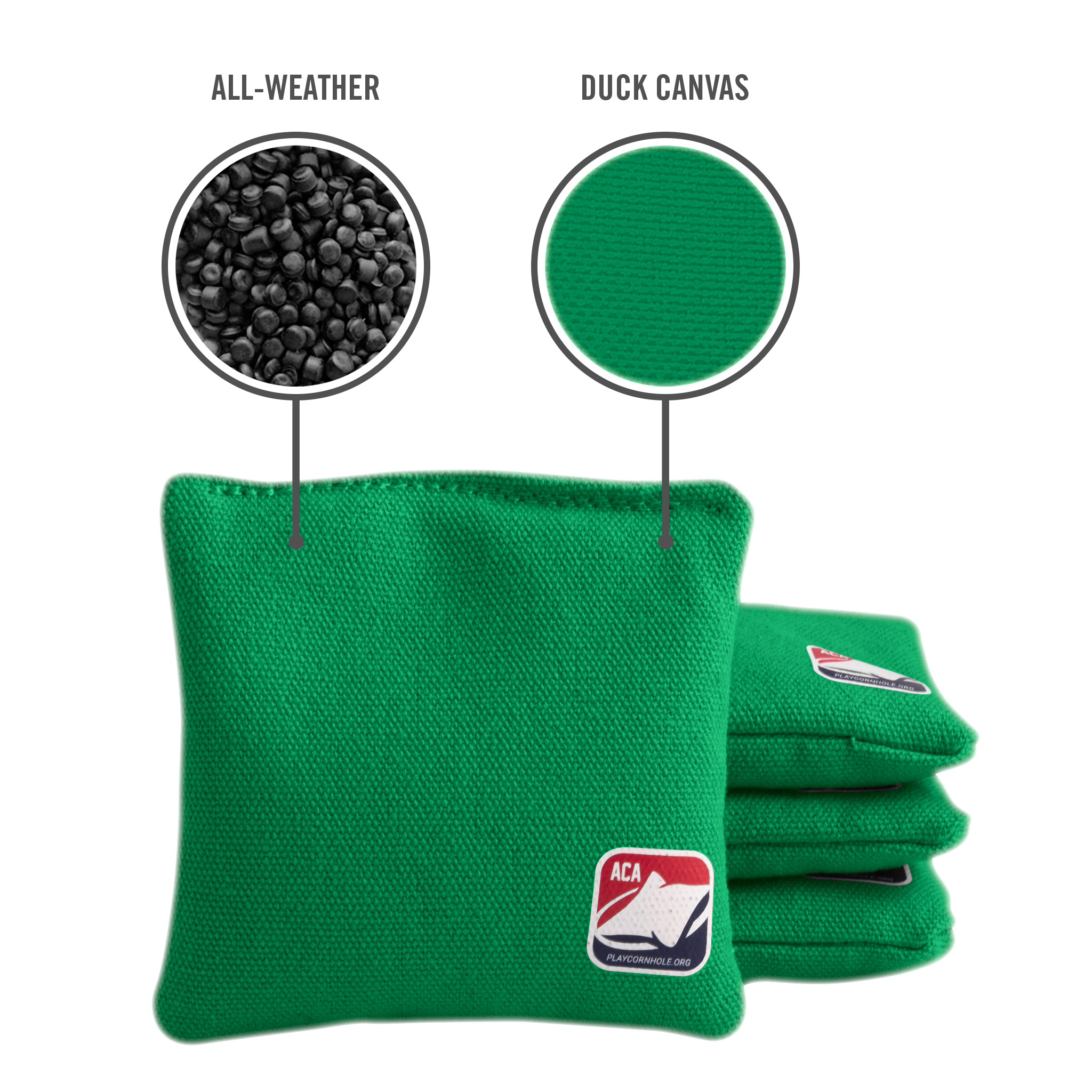 4-in Daily 44x Green Recreational Cornhole Bags