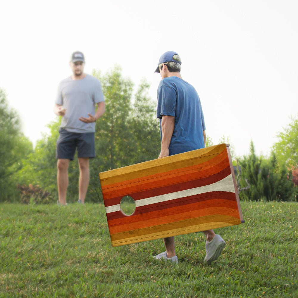Retro Orange Curved Sig Pro Cornhole Boards, - American Cornhole Association