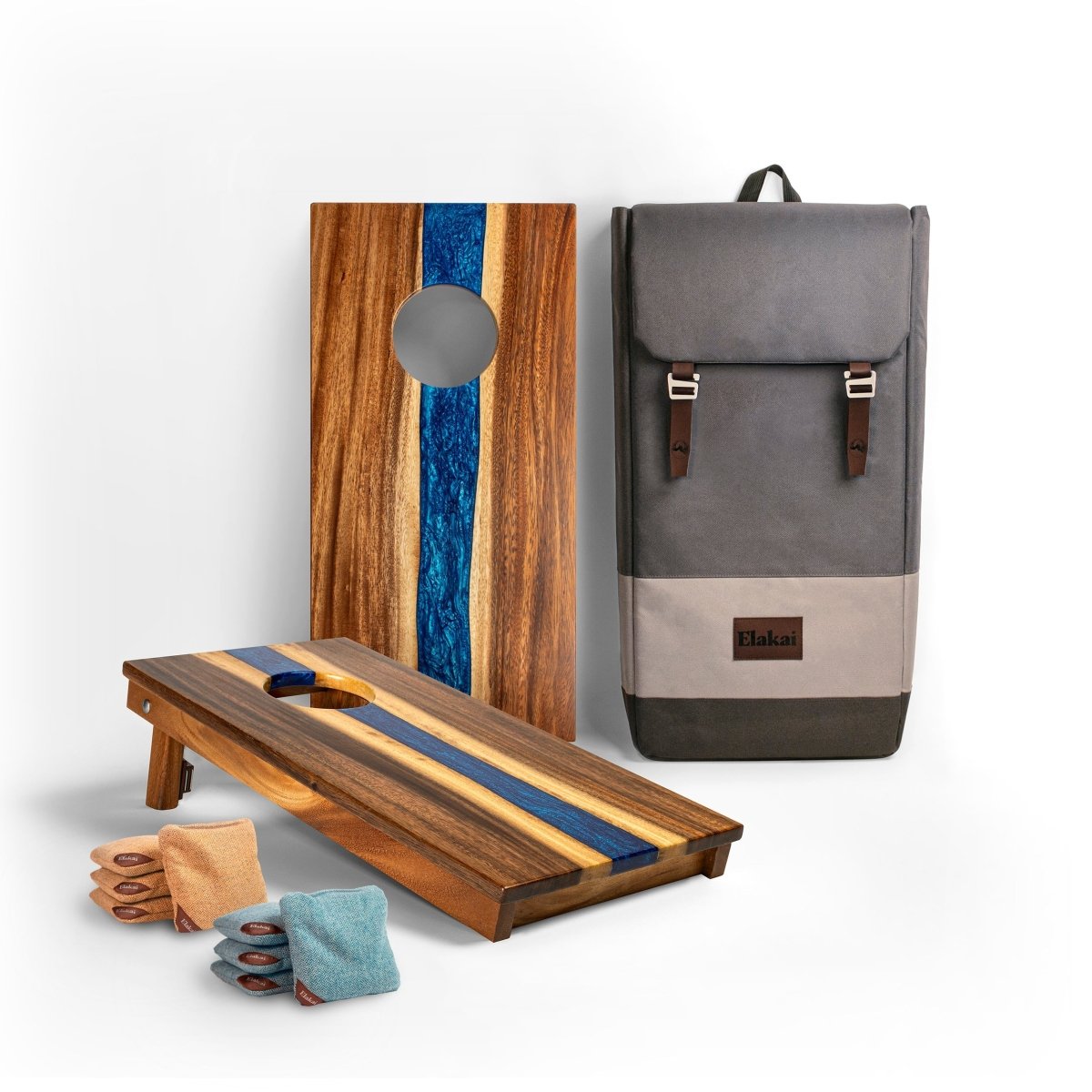 1ft x 2ft One of a Kind Epoxy Resin Wood Compact Travel Cornhole Board Set - Blue EGCH12RLE - 00 - WB | American Cornhole Association