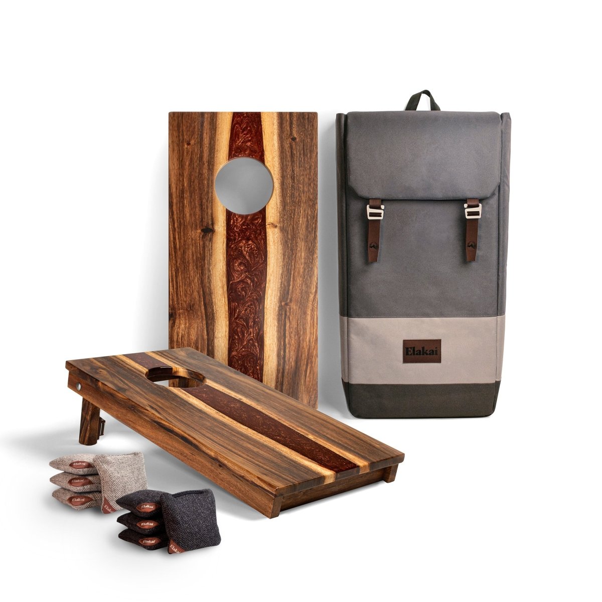 1ft x 2ft One of a Kind Epoxy Resin Wood Compact Travel Cornhole Board Set - Bronze EGCH12RLE - 12 - WB | American Cornhole Association