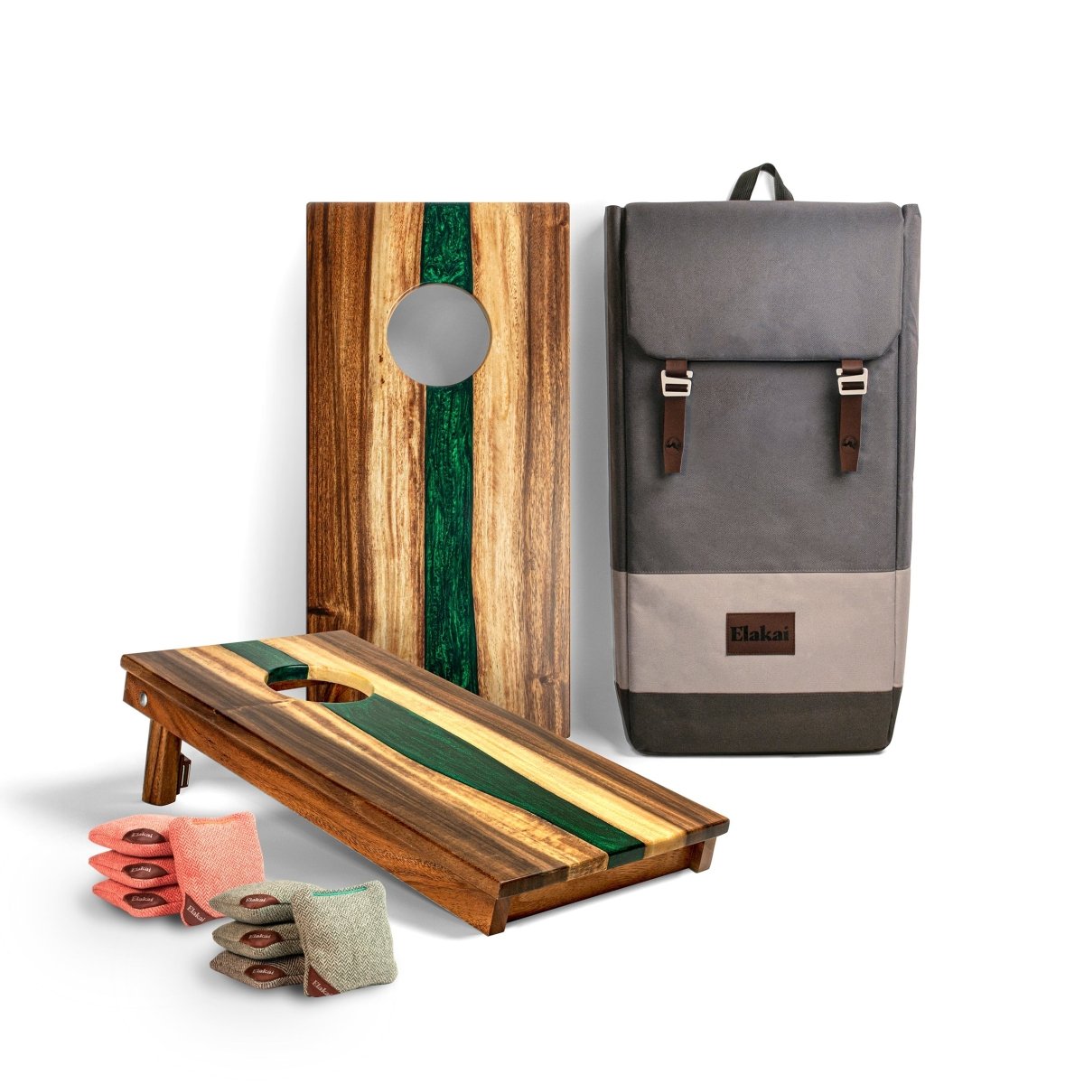 1ft x 2ft One of a Kind Epoxy Resin Wood Compact Travel Cornhole Board Set - Green EGCH12RLE - 01 - WB | American Cornhole Association
