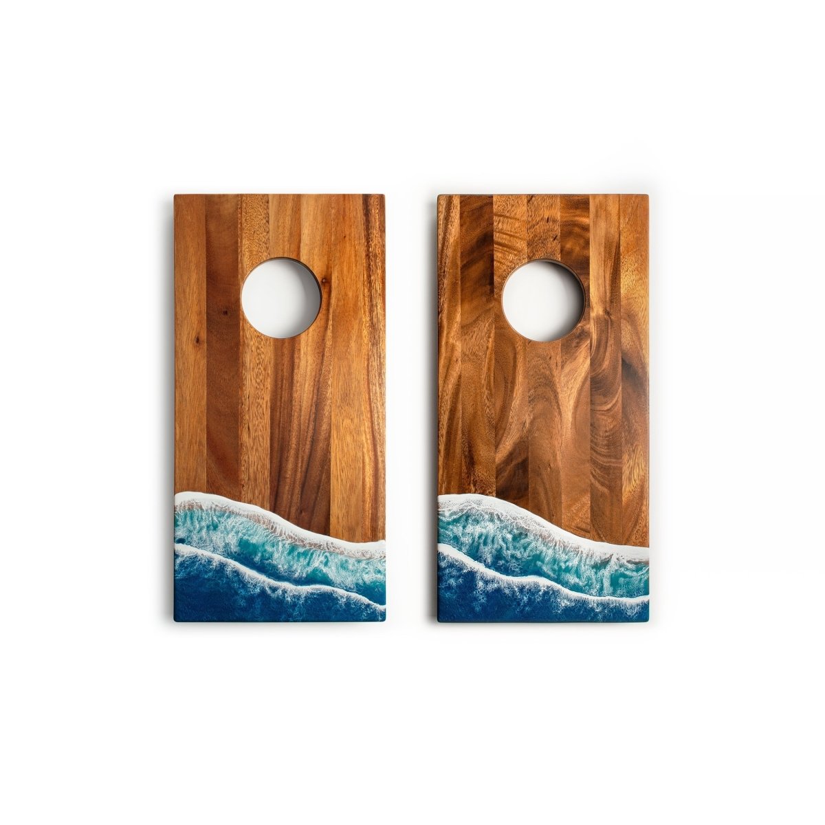 1ft x 2ft Resin & Wood Travel Cornhole Set | Beach Wave - EGCH12R-03-WB | American Cornhole Association