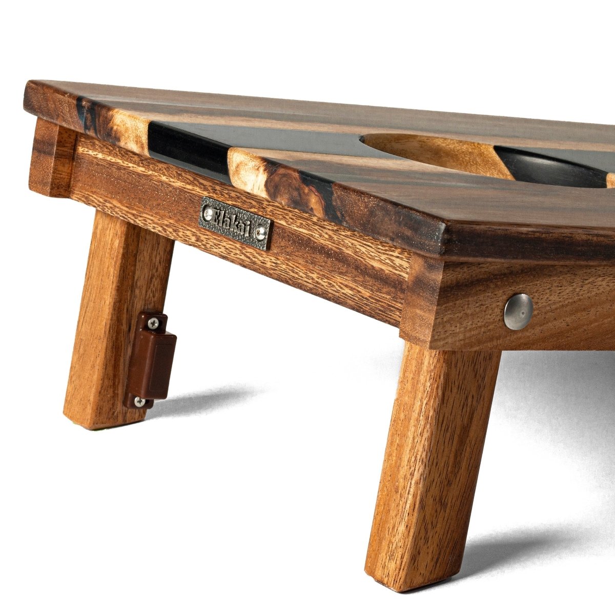 1ft x 2ft Resin & Wood Travel Cornhole Set | Live Edge River Collection - Black EGCH12RLE-11-WB | American Cornhole Association