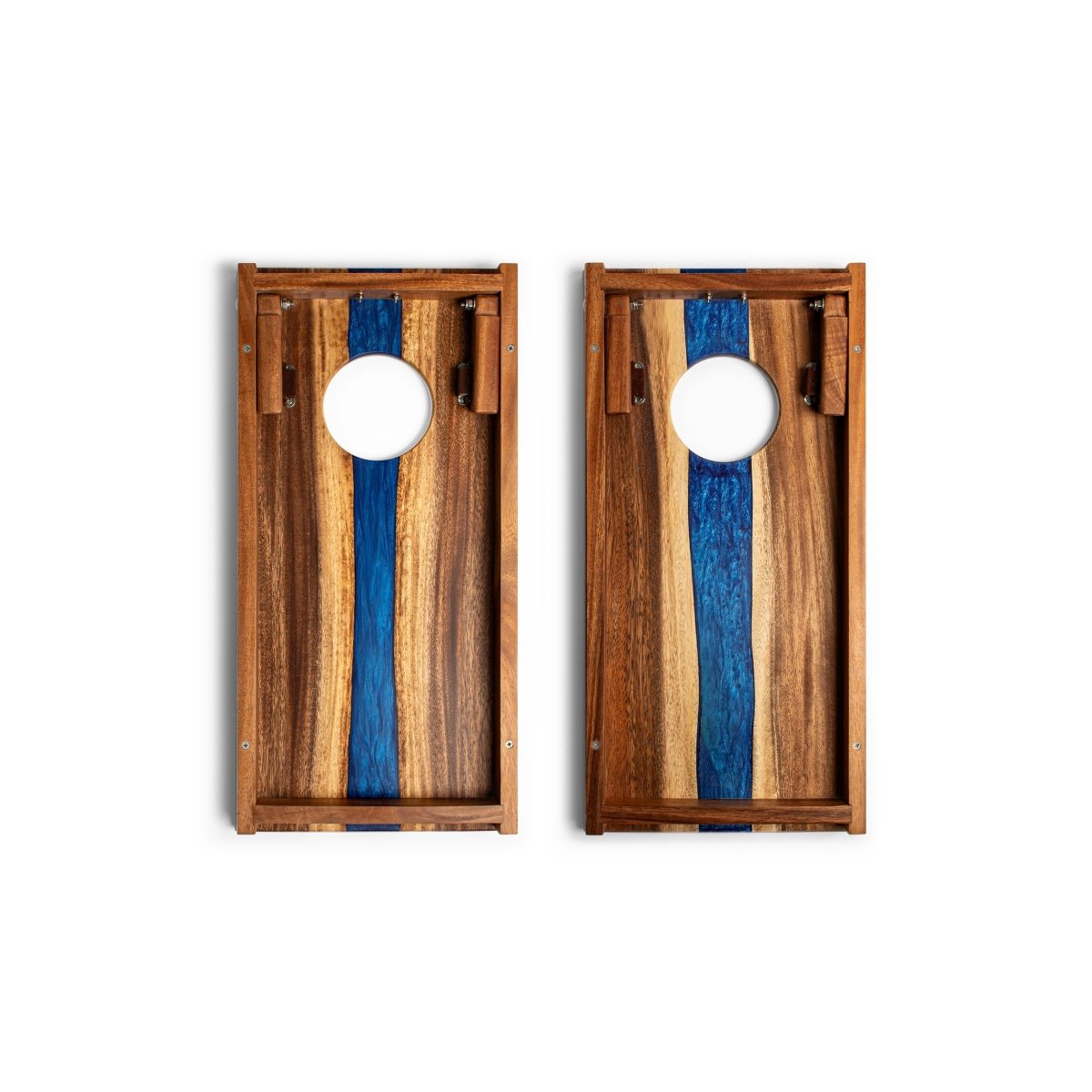 1ft x 2ft Resin & Wood Travel Cornhole Set | Live Edge River Collection - Bronze EGCH12RLE-12-WB | American Cornhole Association