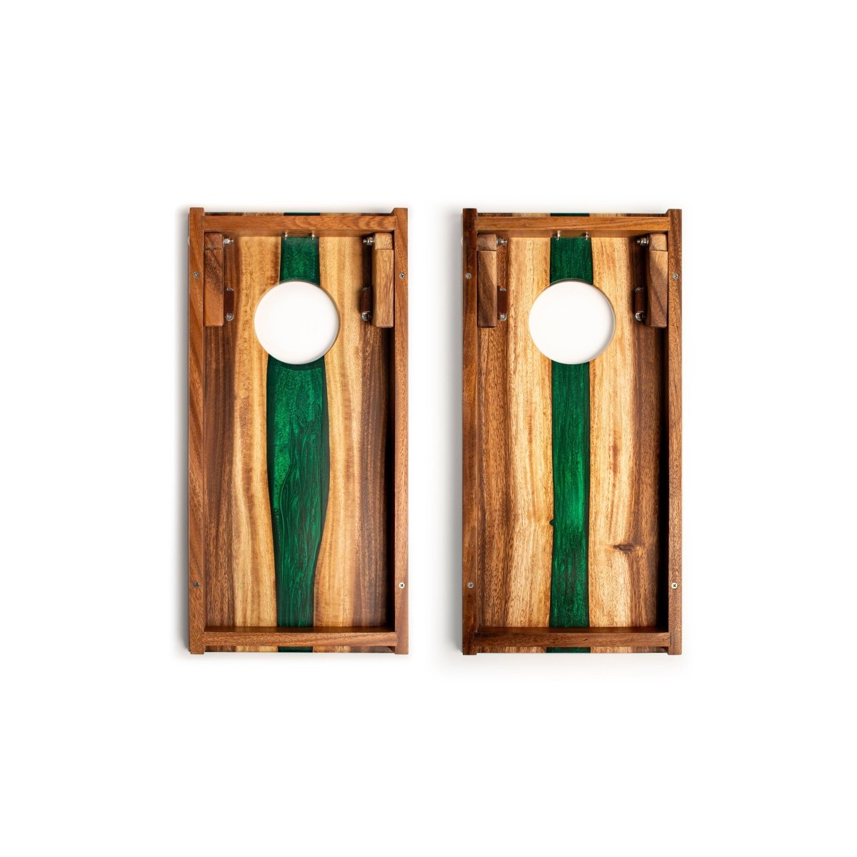 1ft x 2ft Resin & Wood Travel Cornhole Set | Live Edge River Collection - Bronze EGCH12RLE-12-WB | American Cornhole Association
