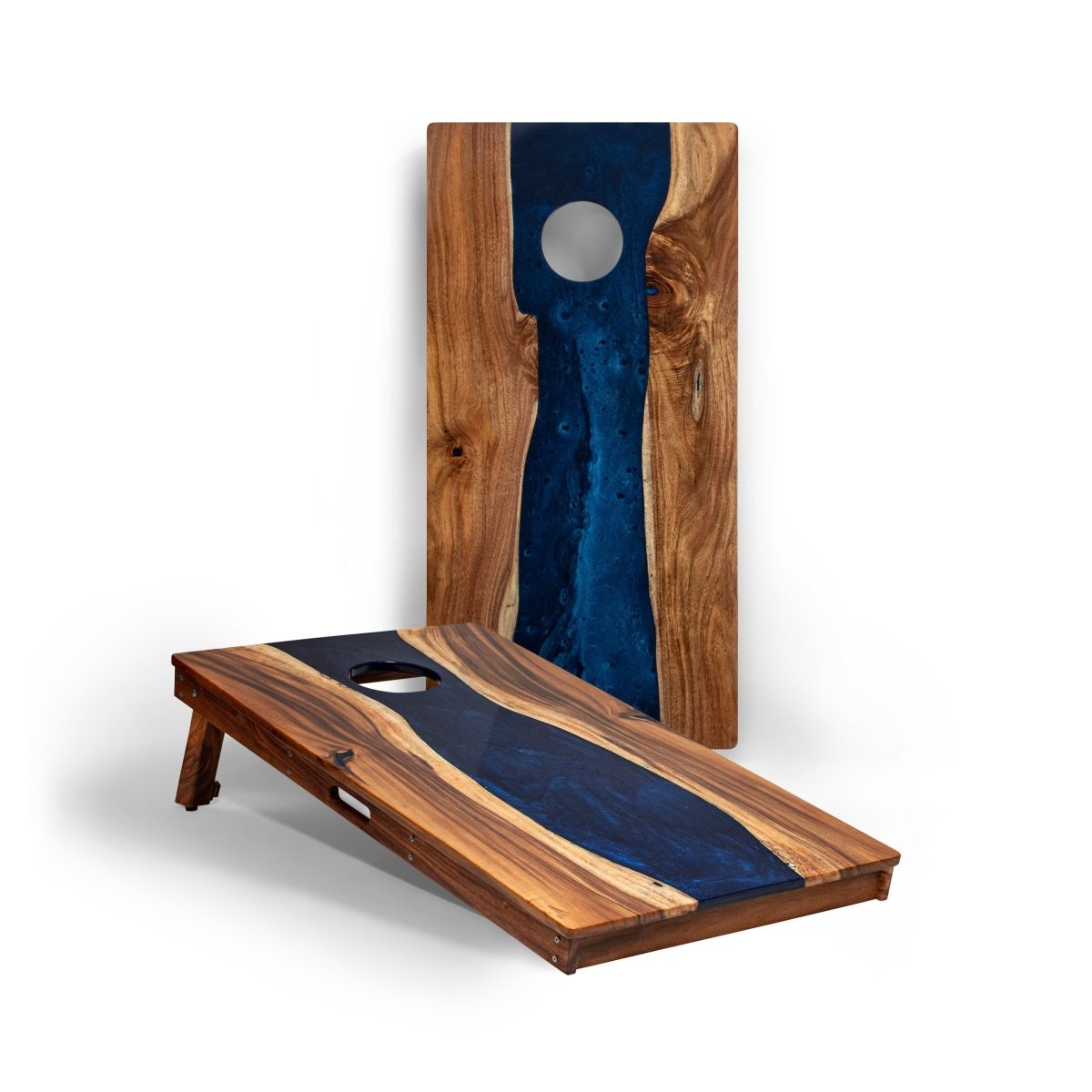 2ft x 4ft Resin & Wood Classic Cornhole Set | Live Edge River Collection - Blue Pearl EGCH24RLE-00 | American Cornhole Association