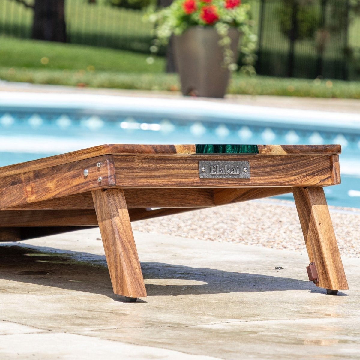 2ft x 4ft Resin & Wood Classic Cornhole Set | Live Edge River Collection - Green Pearl EGCH24RLE-01 | American Cornhole Association