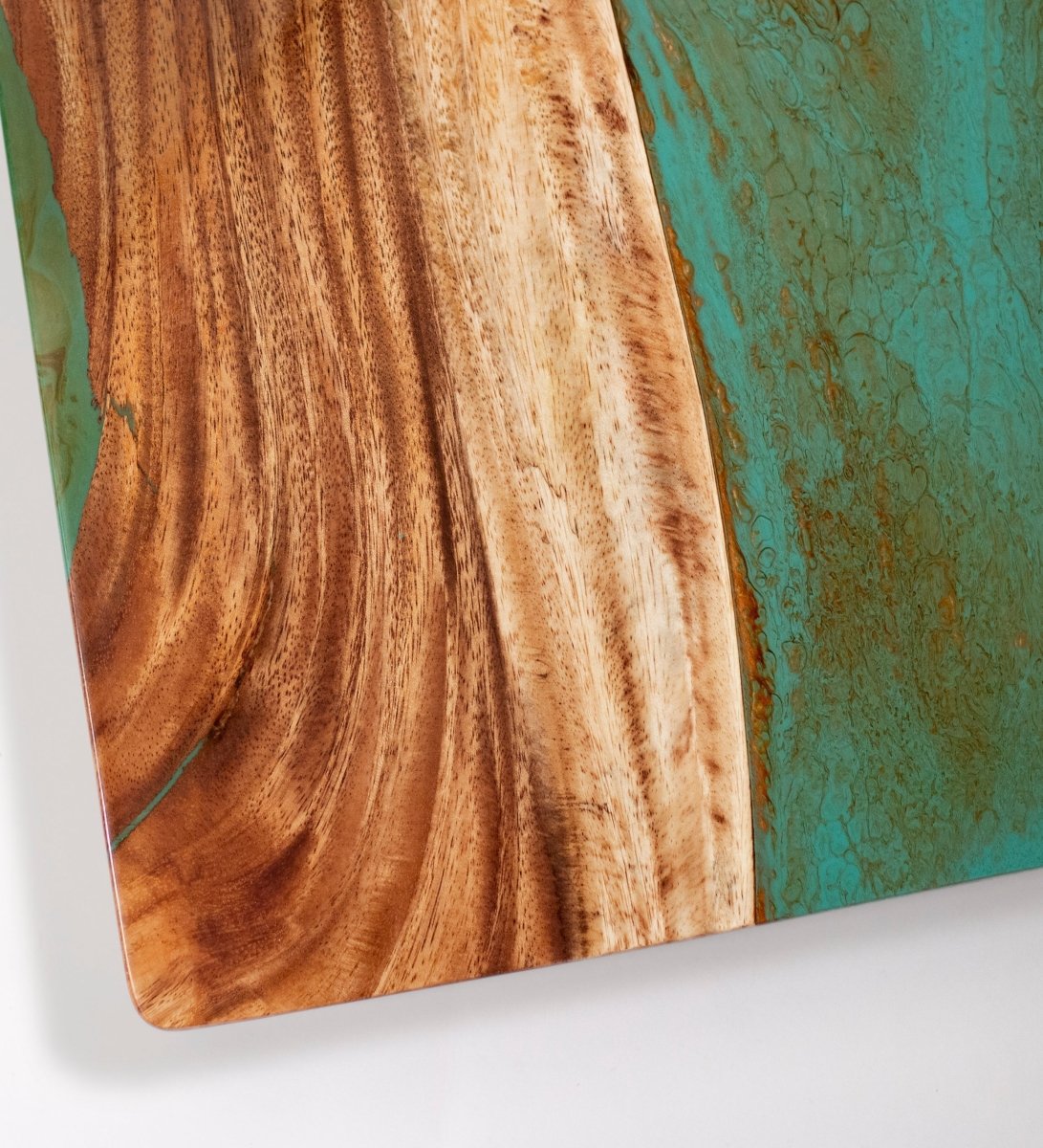 2ft x 4ft Resin & Wood Classic Cornhole Set | Live Edge River Collection - Teal and Orange EGCH24RLE-09 | American Cornhole Association