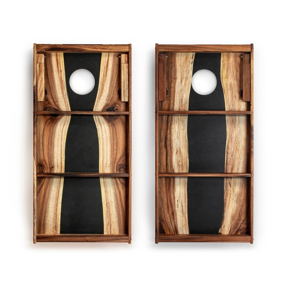 2x4 One of a Kind Epoxy Resin Live - Edge Wood Cornhole Boards - Black EGCH24RLE - 11 | American Cornhole Association