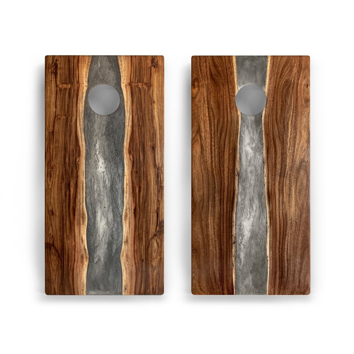 2x4 One of a Kind Epoxy Resin Live - Edge Wood Cornhole Boards - Gray Stone EGCH24RLE - 10 | American Cornhole Association