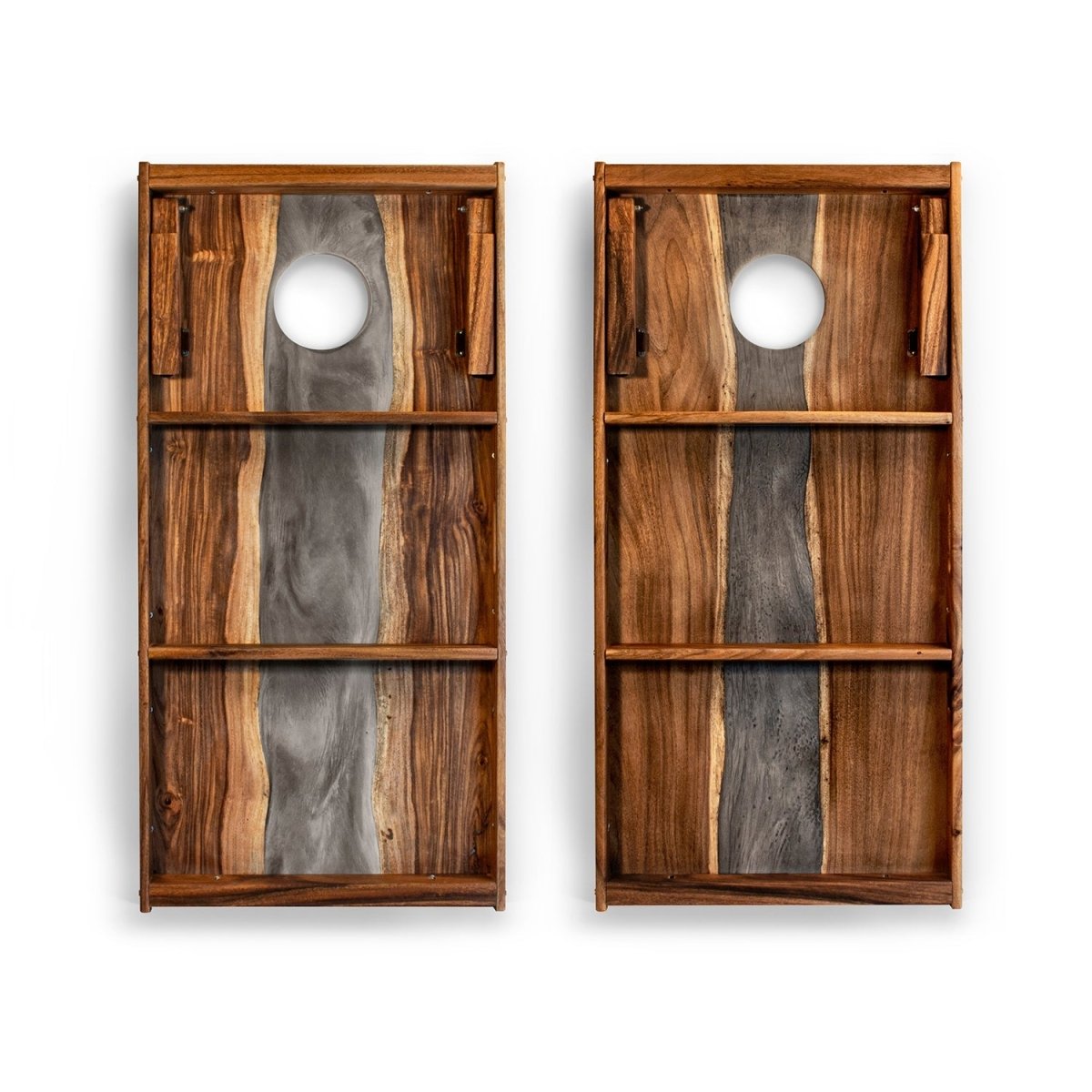 2x4 One of a Kind Epoxy Resin Live - Edge Wood Cornhole Boards - Gray Stone EGCH24RLE - 10 | American Cornhole Association
