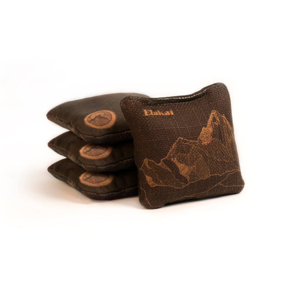 4 - in Travel Dual - Sided Cornhole Bags | Mt. Elakai Design Collection - Brown Umber EGCB44TS-04 | American Cornhole Association