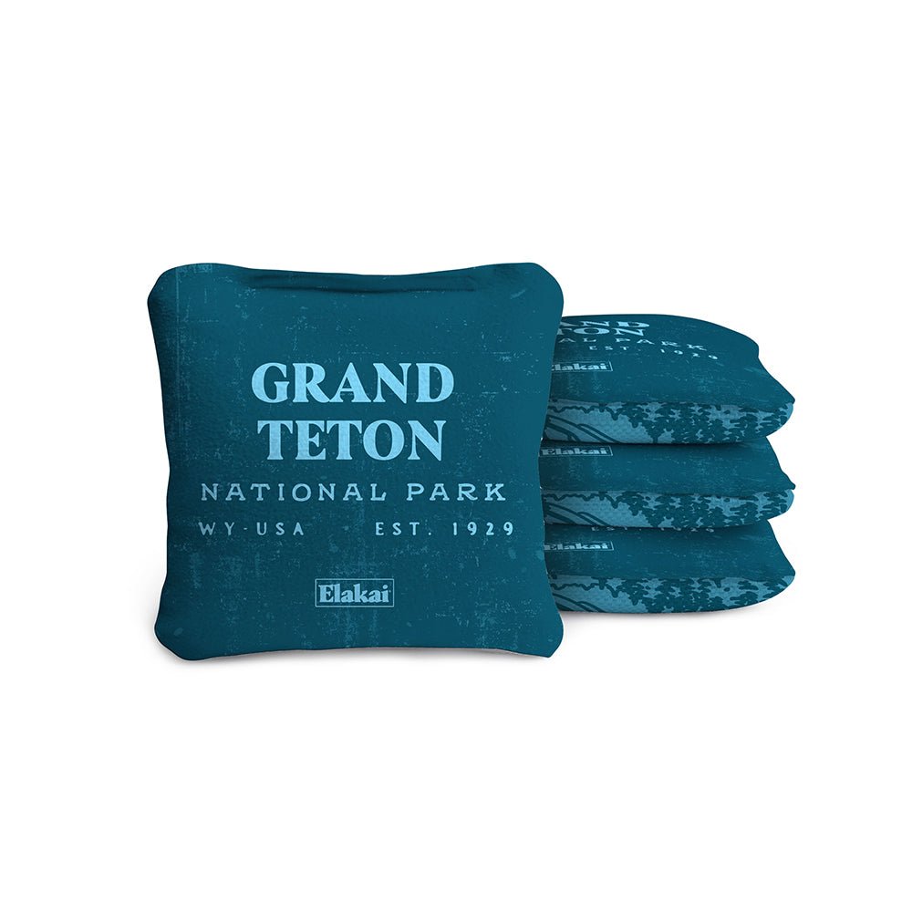 4 - in Travel Dual - Sided Cornhole Bags | National Parks Collection - Grand Teton Teal EGCB44TS-29 | American Cornhole Association
