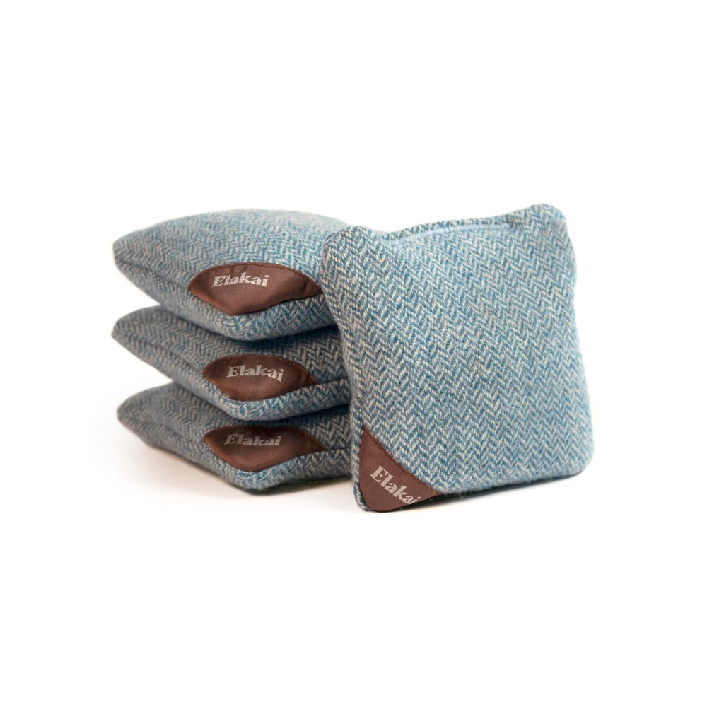 4 - in Travel Herringbone Cornhole Bags | Premium All - Weather Collection - Sky Blue EGCB44H-02 | American Cornhole Association