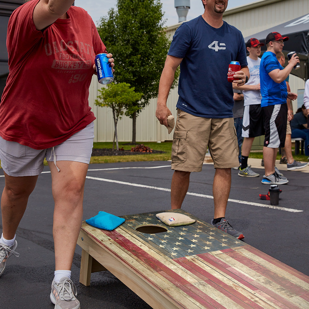 Rustic United States Flag Star Cornhole Boards