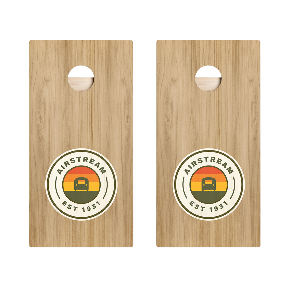 Airstream Retro Badge Cornhole Boards