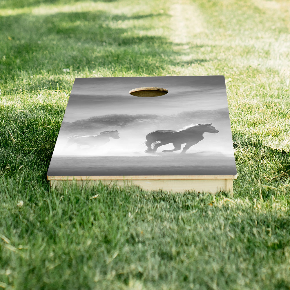 Black And White Horses Star Cornhole Boards