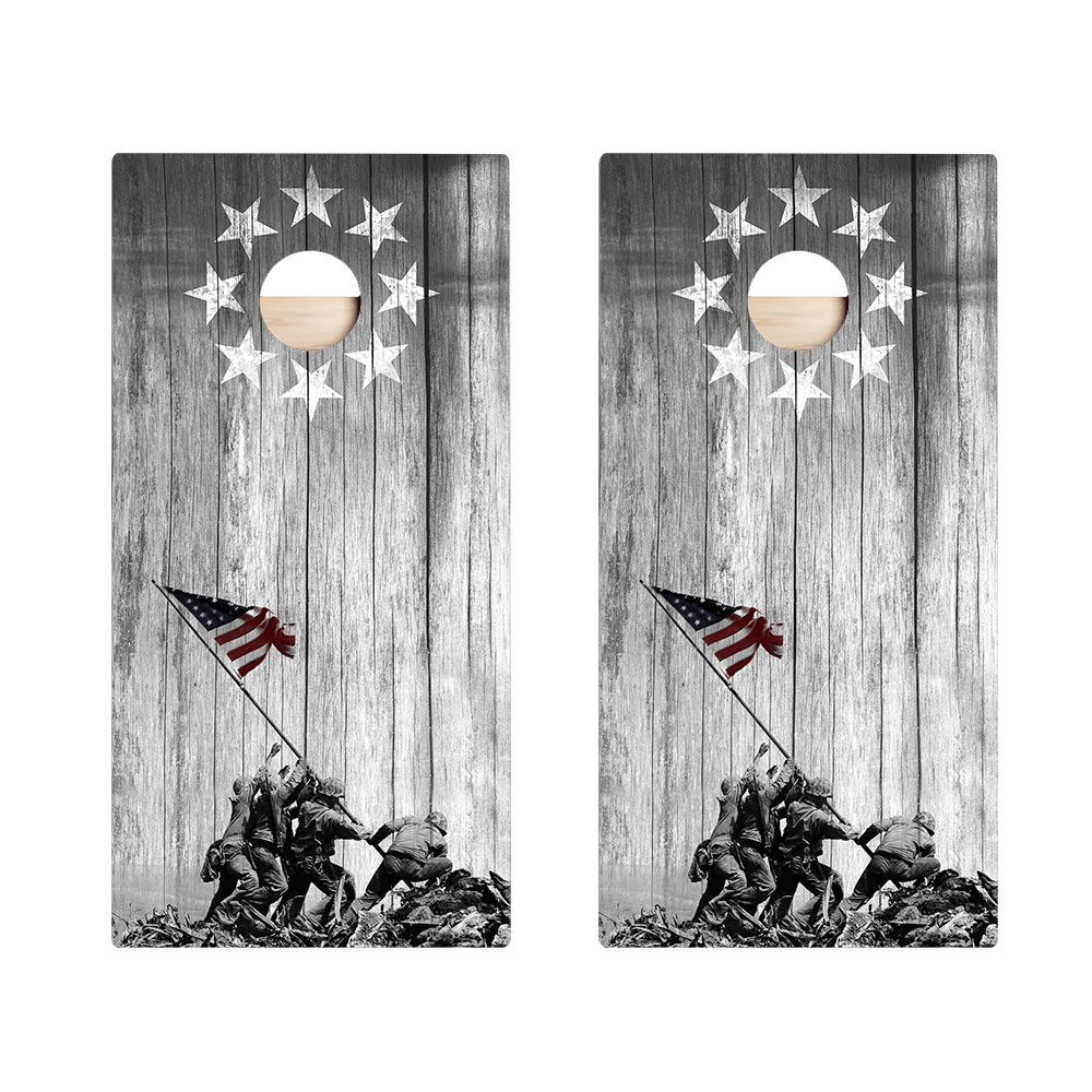 Raise The Flag Star Cornhole Boards