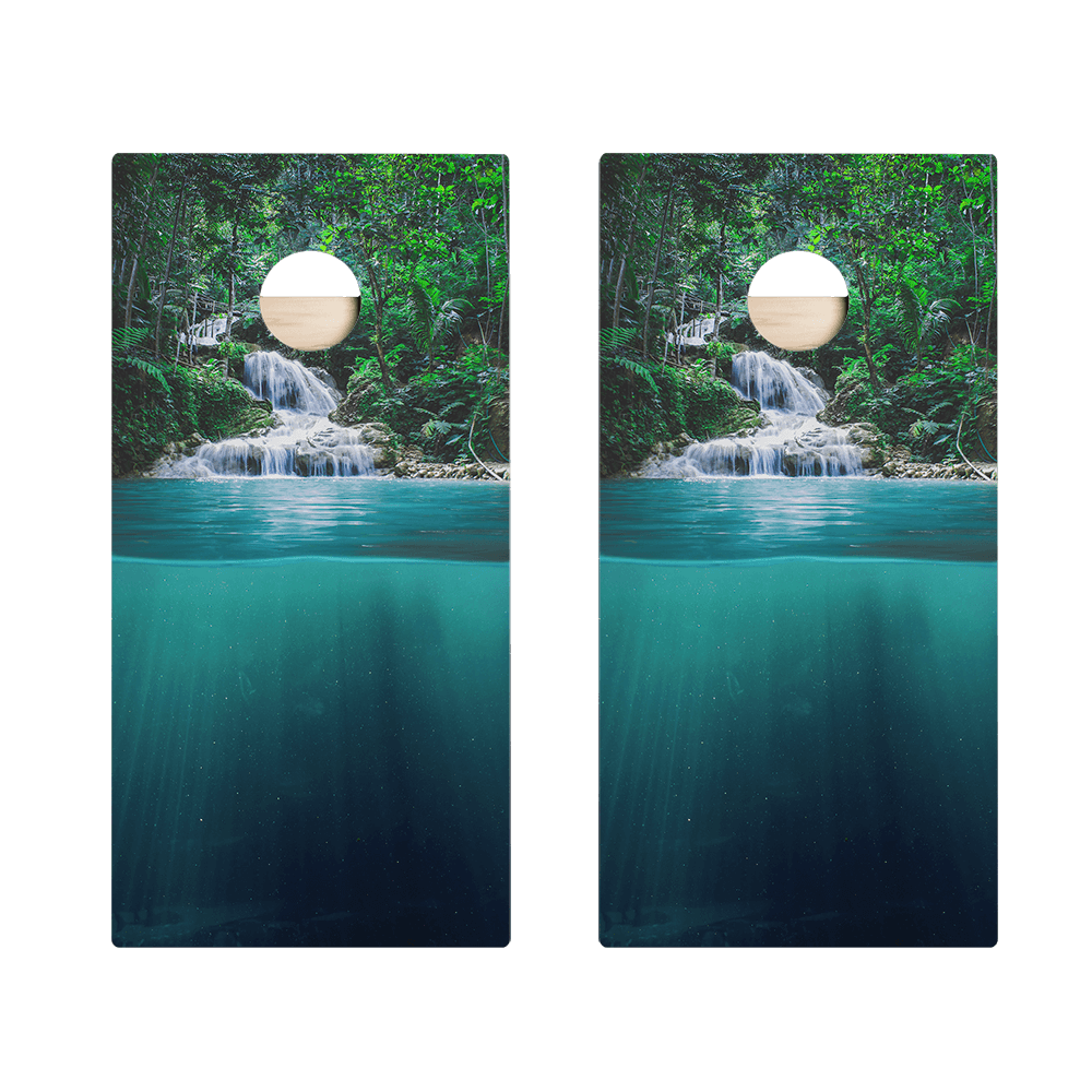 Forest Waterfall Star Cornhole Boards
