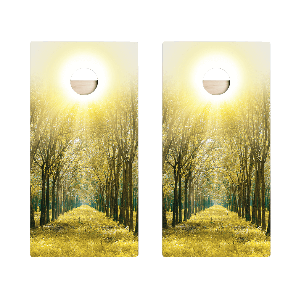 Forest Sunset Star Cornhole Boards