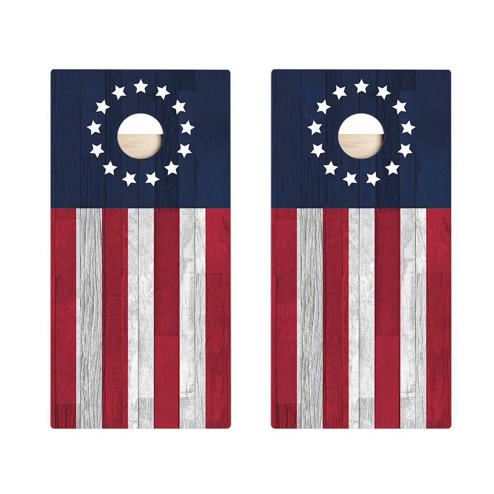 Betsy Ross Flag Star Cornhole Boards