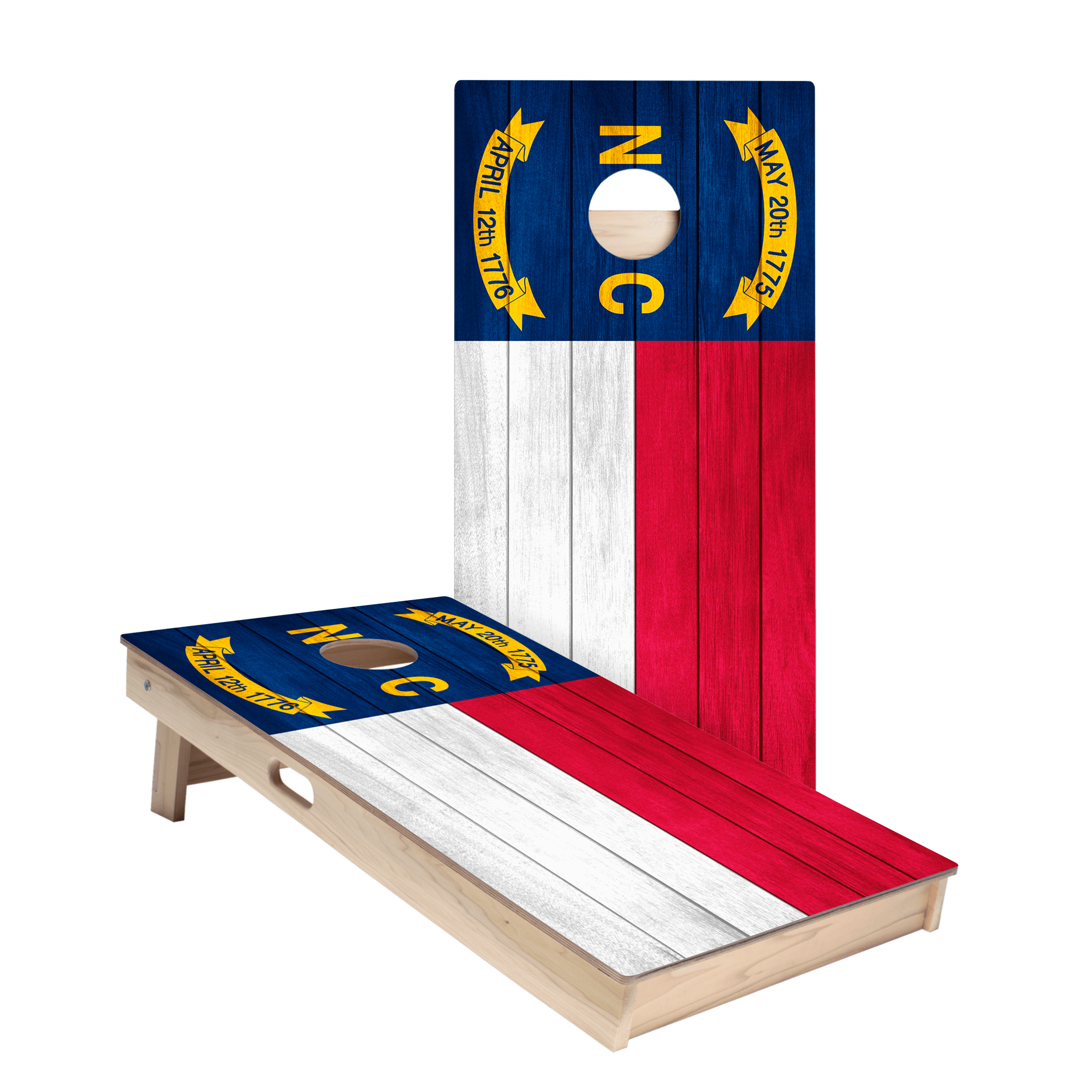 North Carolina Flag Star Cornhole Boards
