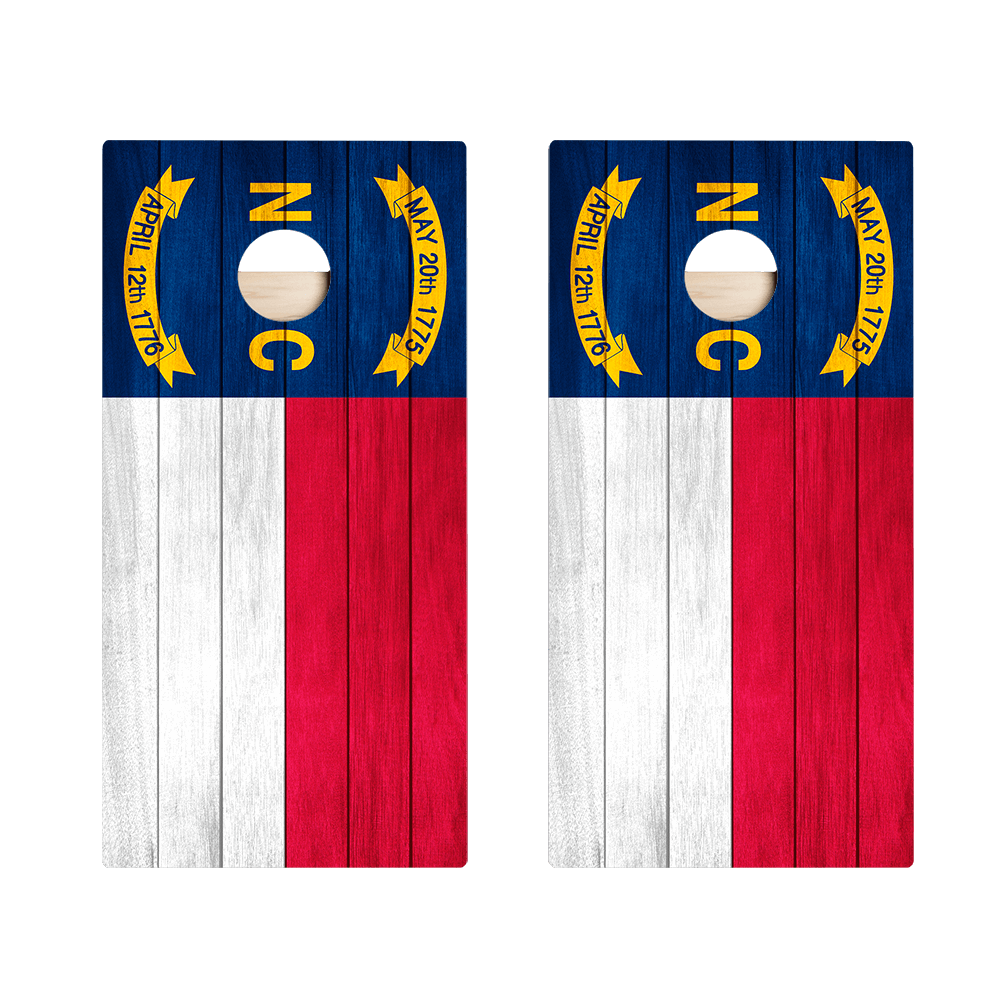 North Carolina Flag Star Cornhole Boards