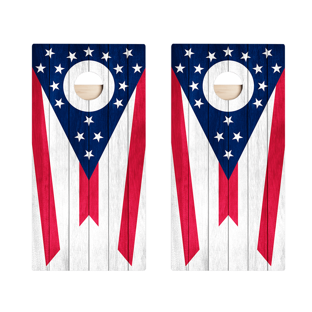 Ohio Flag Star Cornhole Boards
