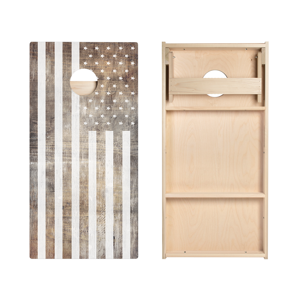 Vintage Black And White American Flag Star Cornhole Boards