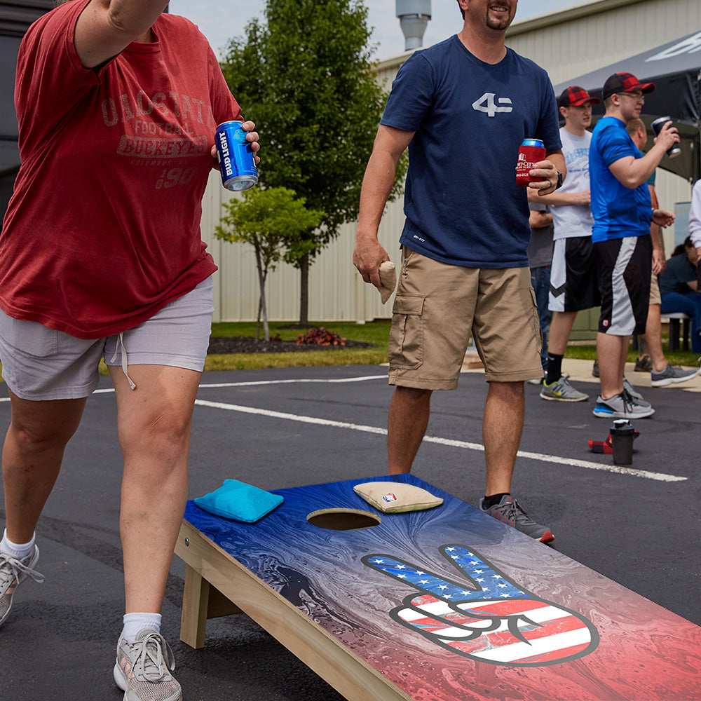 American Flag Peace Sign Star Cornhole Boards