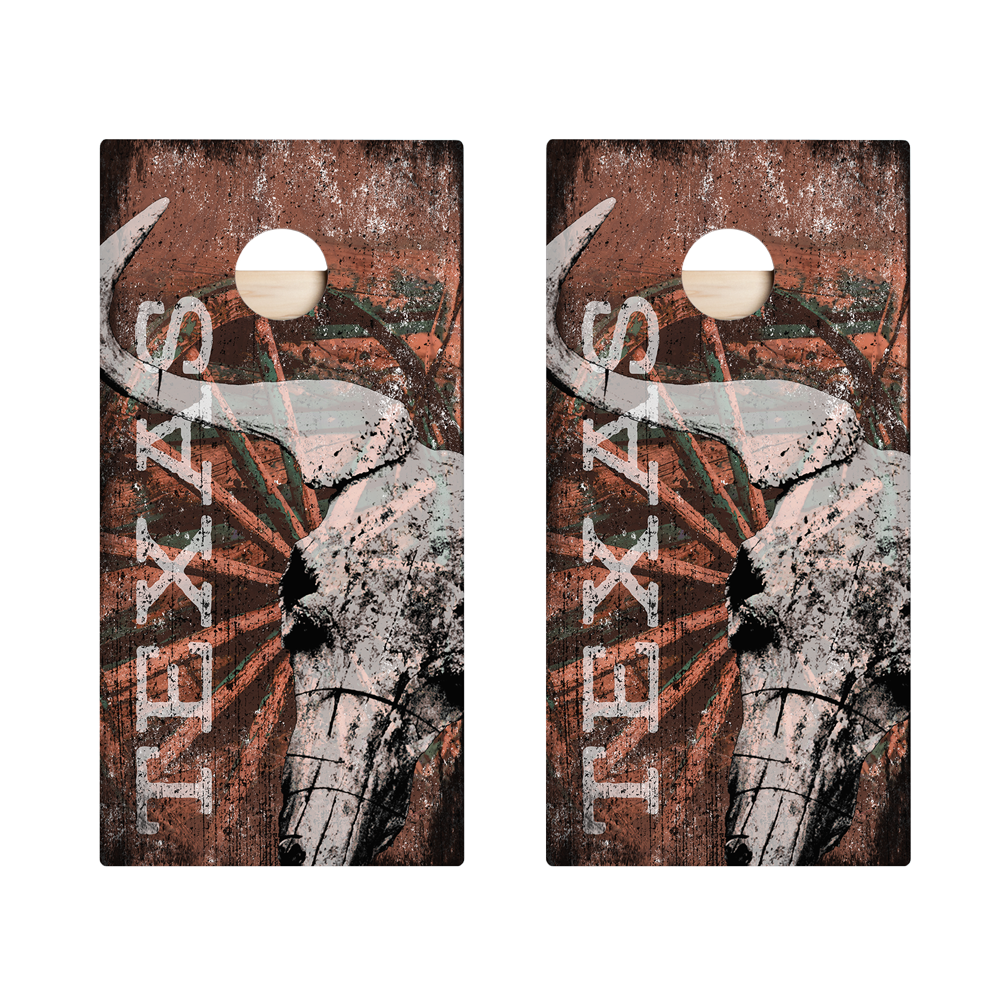 Red Texas Longhorn Star Cornhole Boards