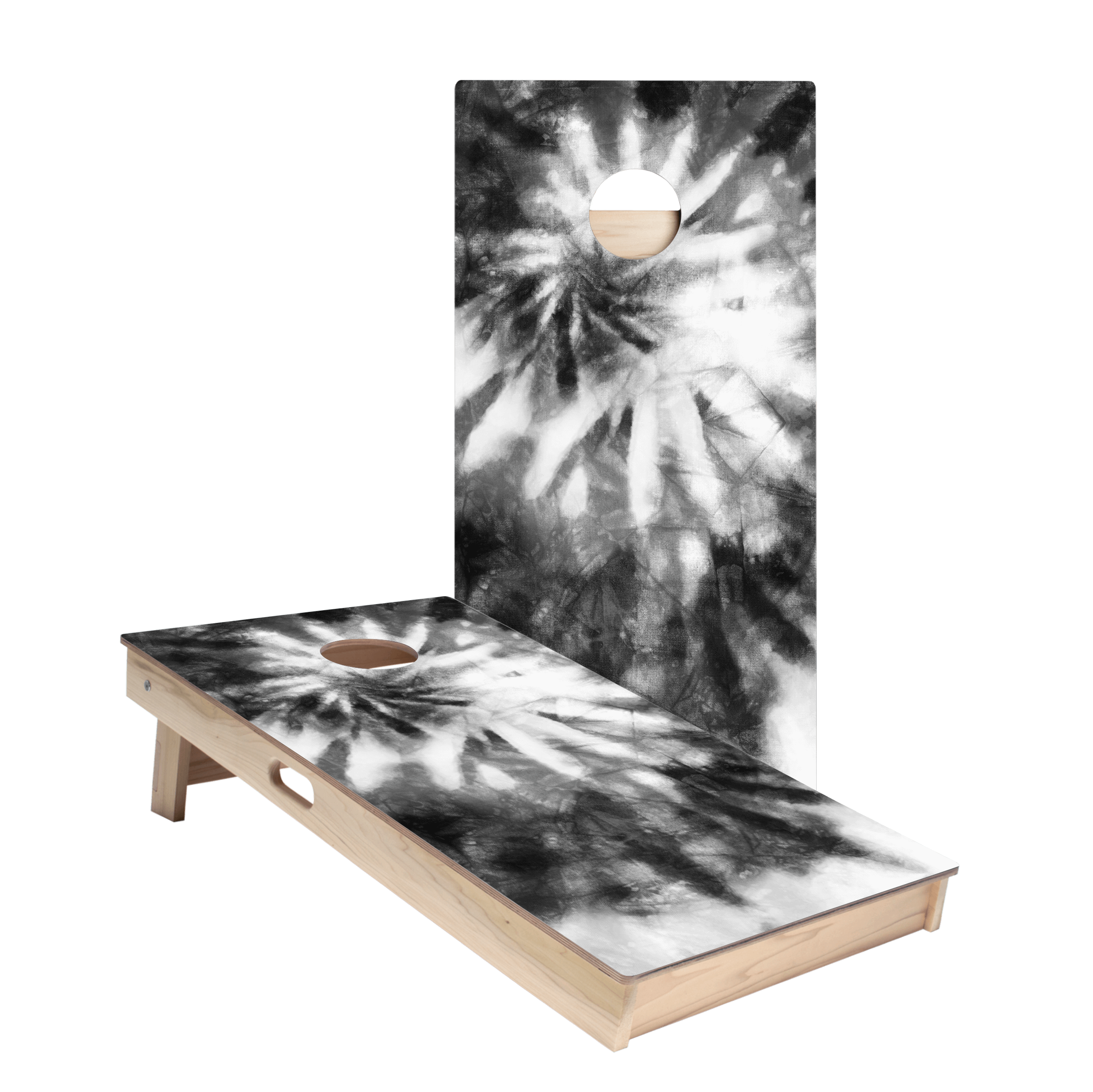 Tie-Dye Black And White Star Cornhole Boards