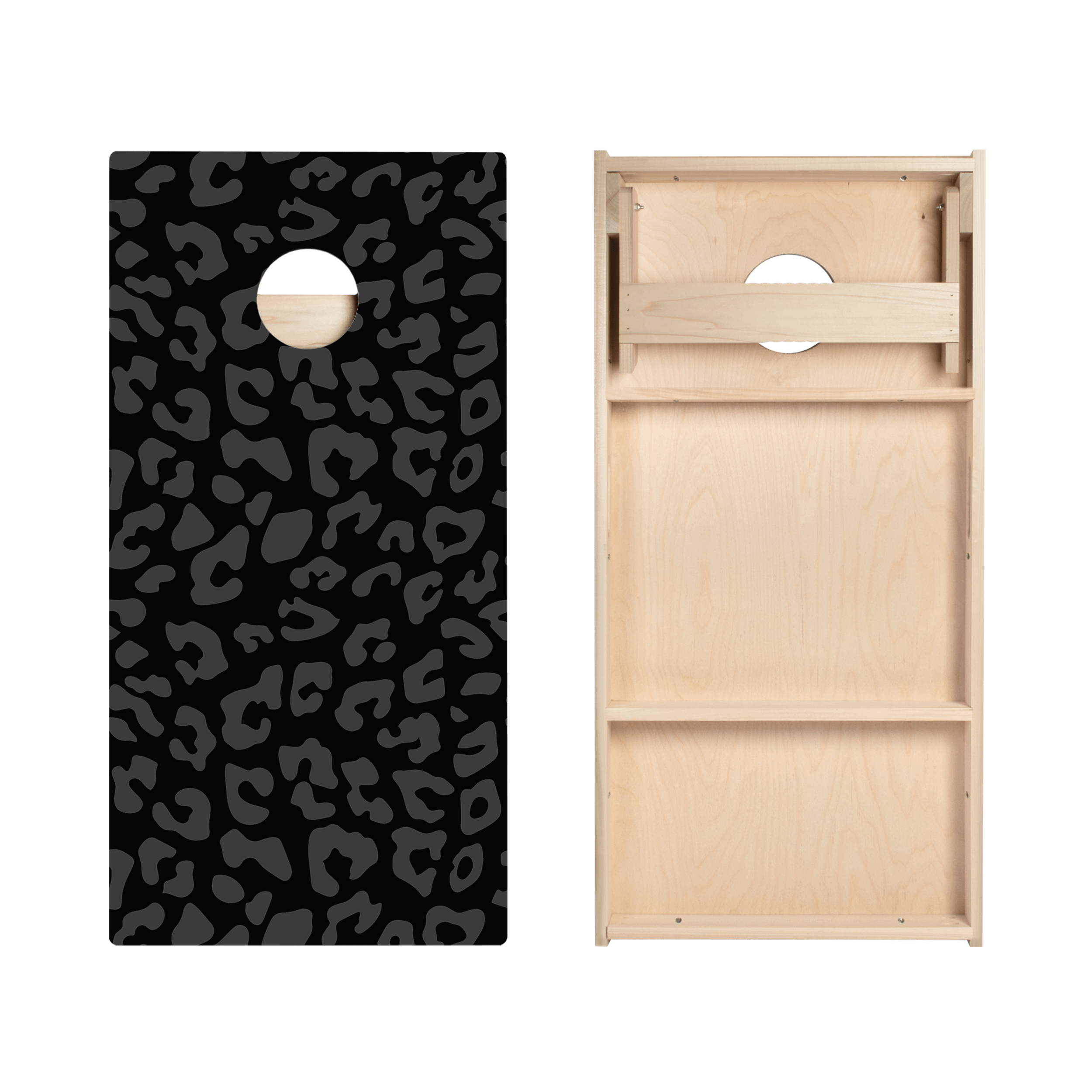 Black Leopard Print Star Cornhole Boards