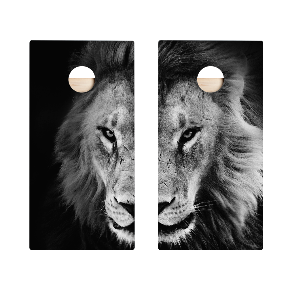 Black And White Lion Star Cornhole Boards