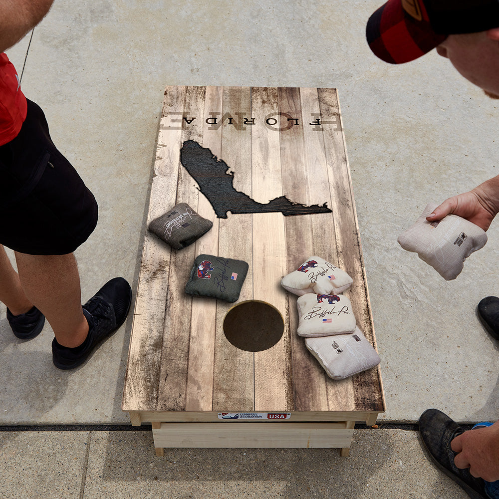 Home State Rustic Wood Florida Star Cornhole Boards