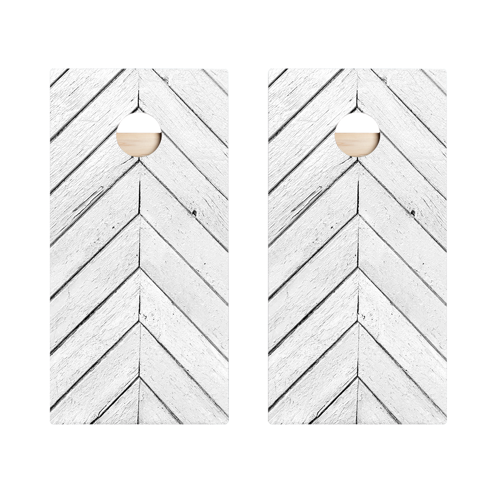 White Angled Wood Panels Star Cornhole Boards