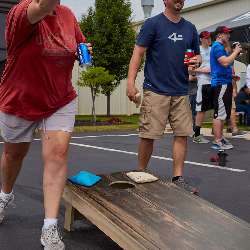 Dark Wood Panel Star Cornhole Boards
