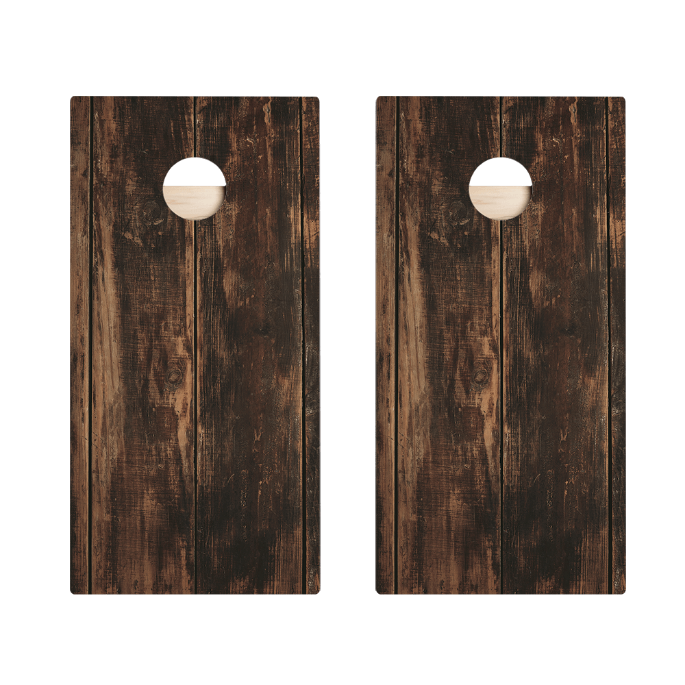 Dark Wood Panel Star Cornhole Boards