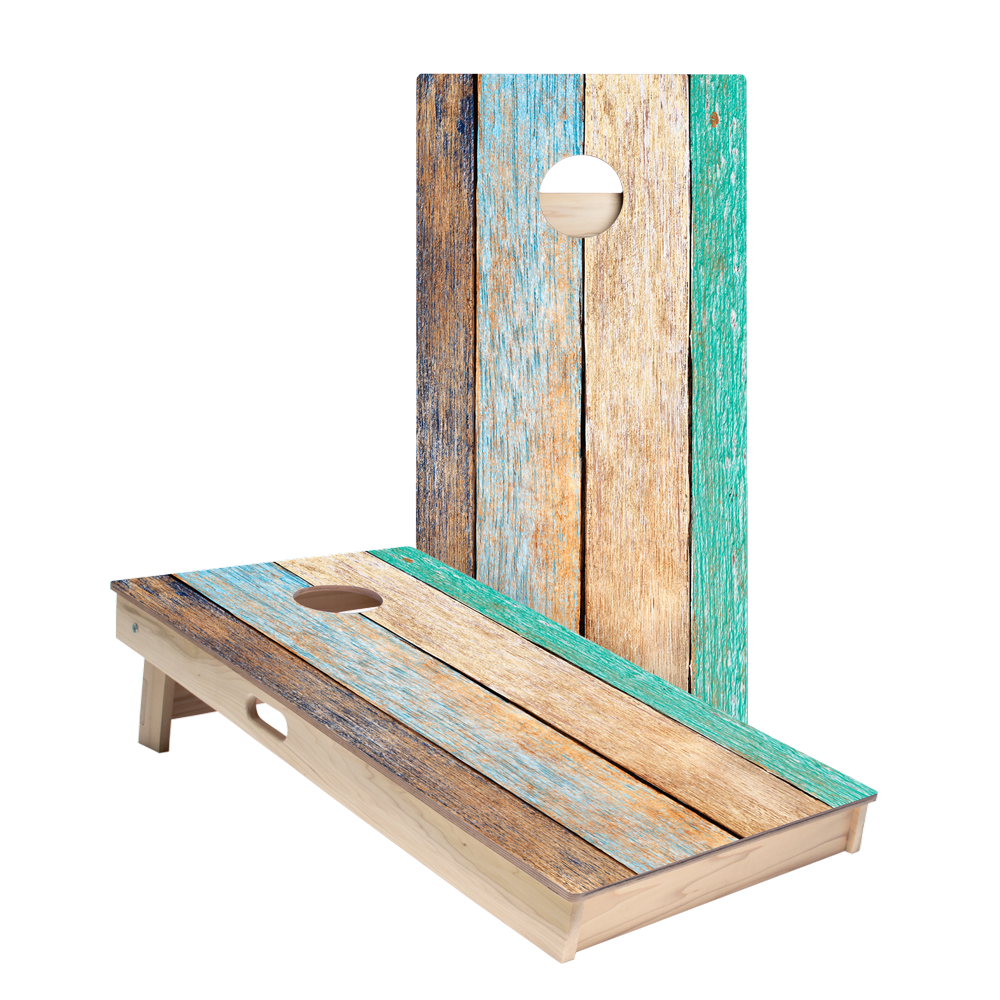 Painted Beach Wood Star Cornhole Boards