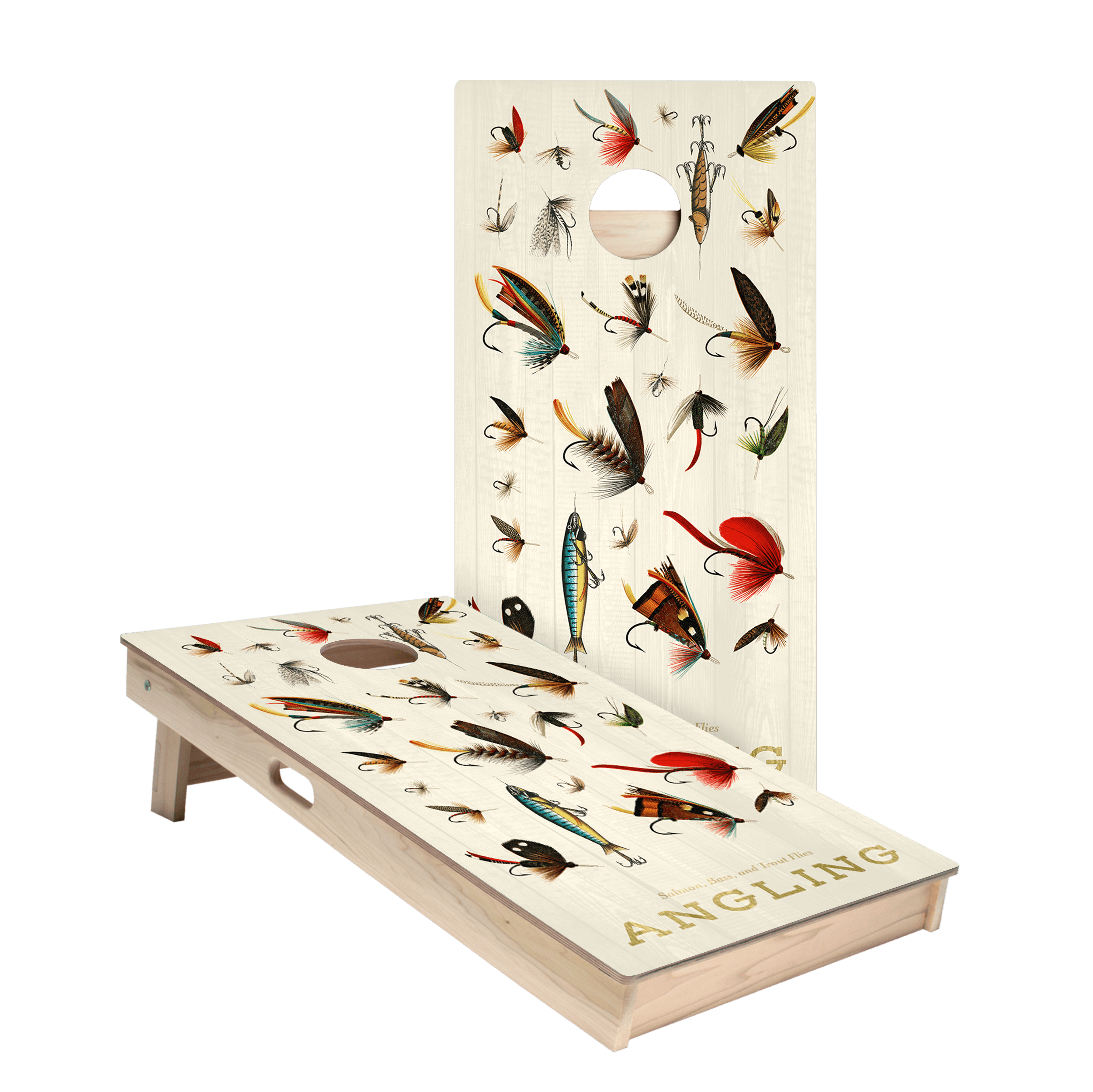 Outdoors Vintage Fishing Flies Star Cornhole Boards