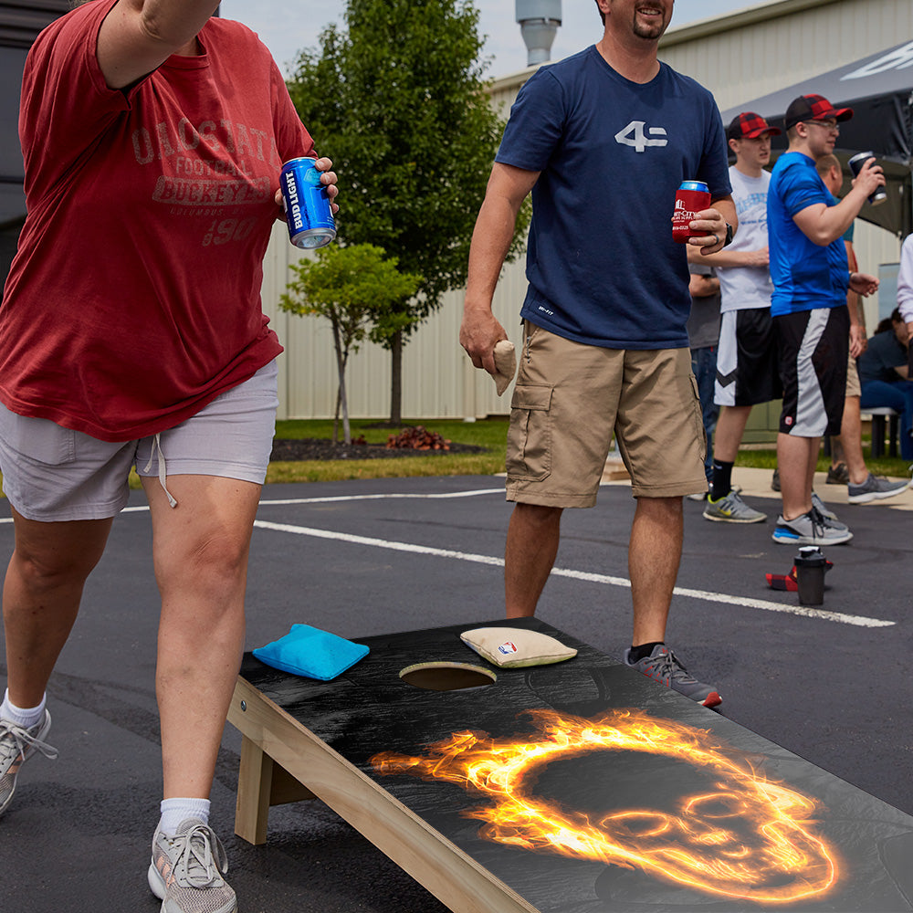 Fire Blaze Skull Star Cornhole Boards