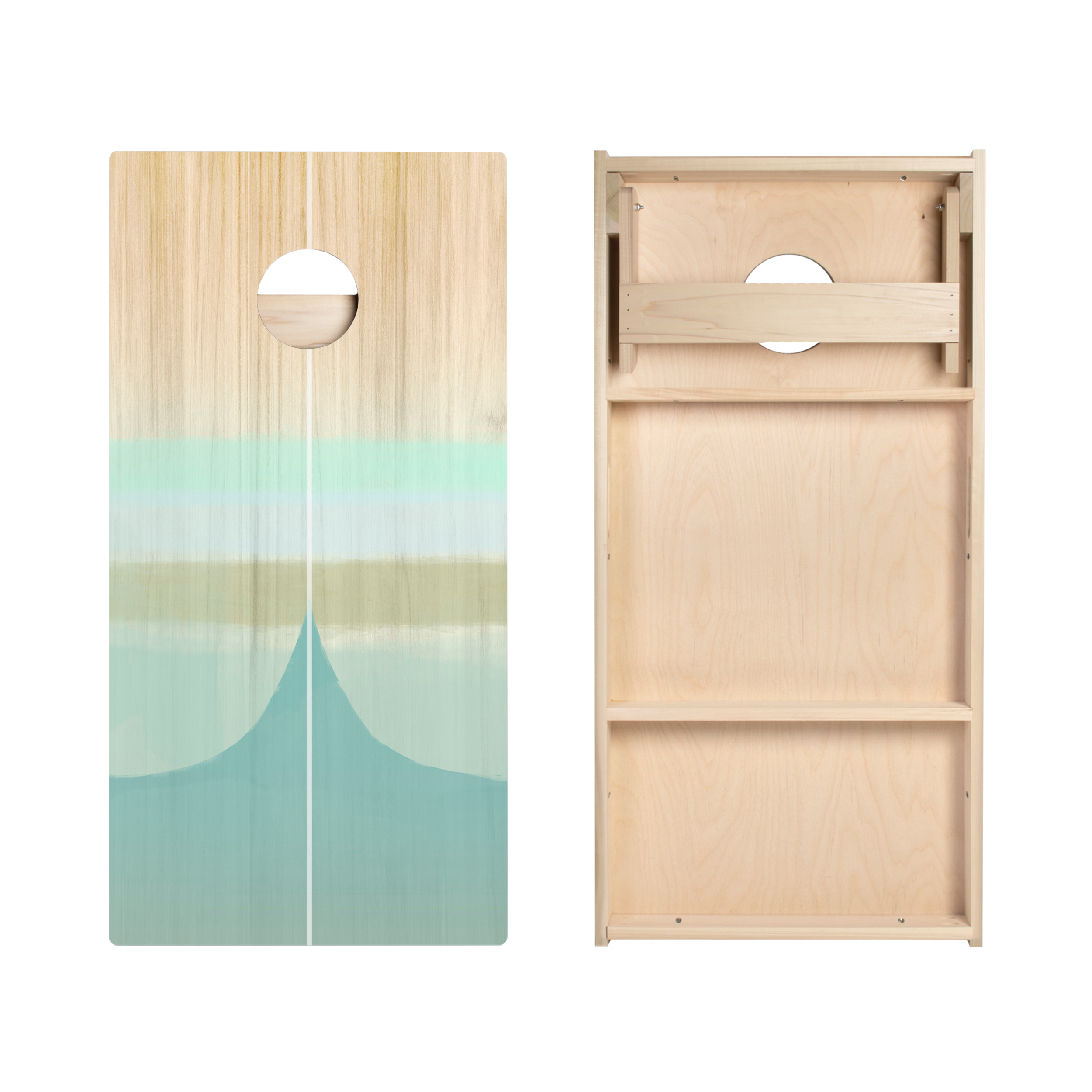 Bamboo Wood Watercolor Surf Star Cornhole Boards