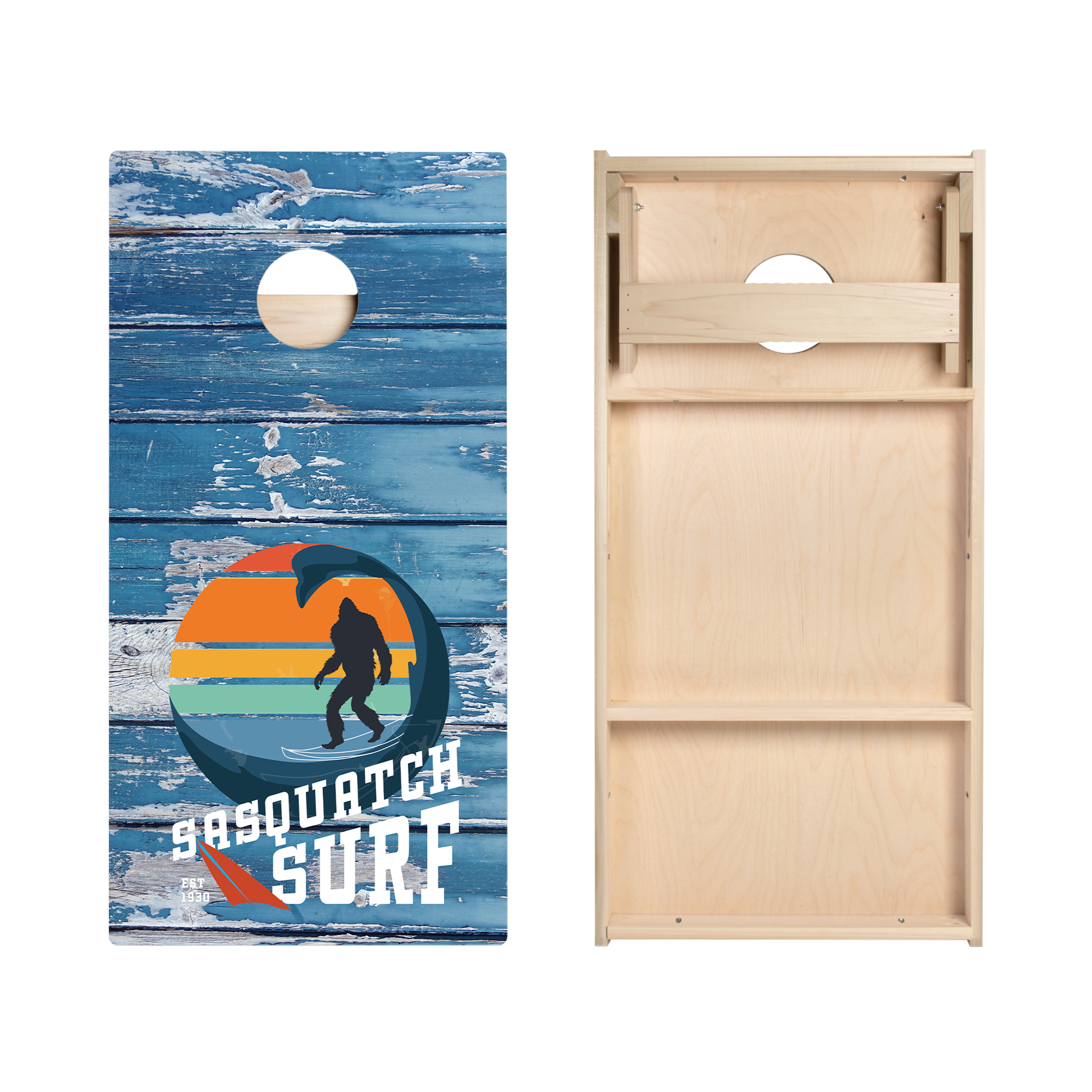Weathered Sasquatch Surf Star Cornhole Boards