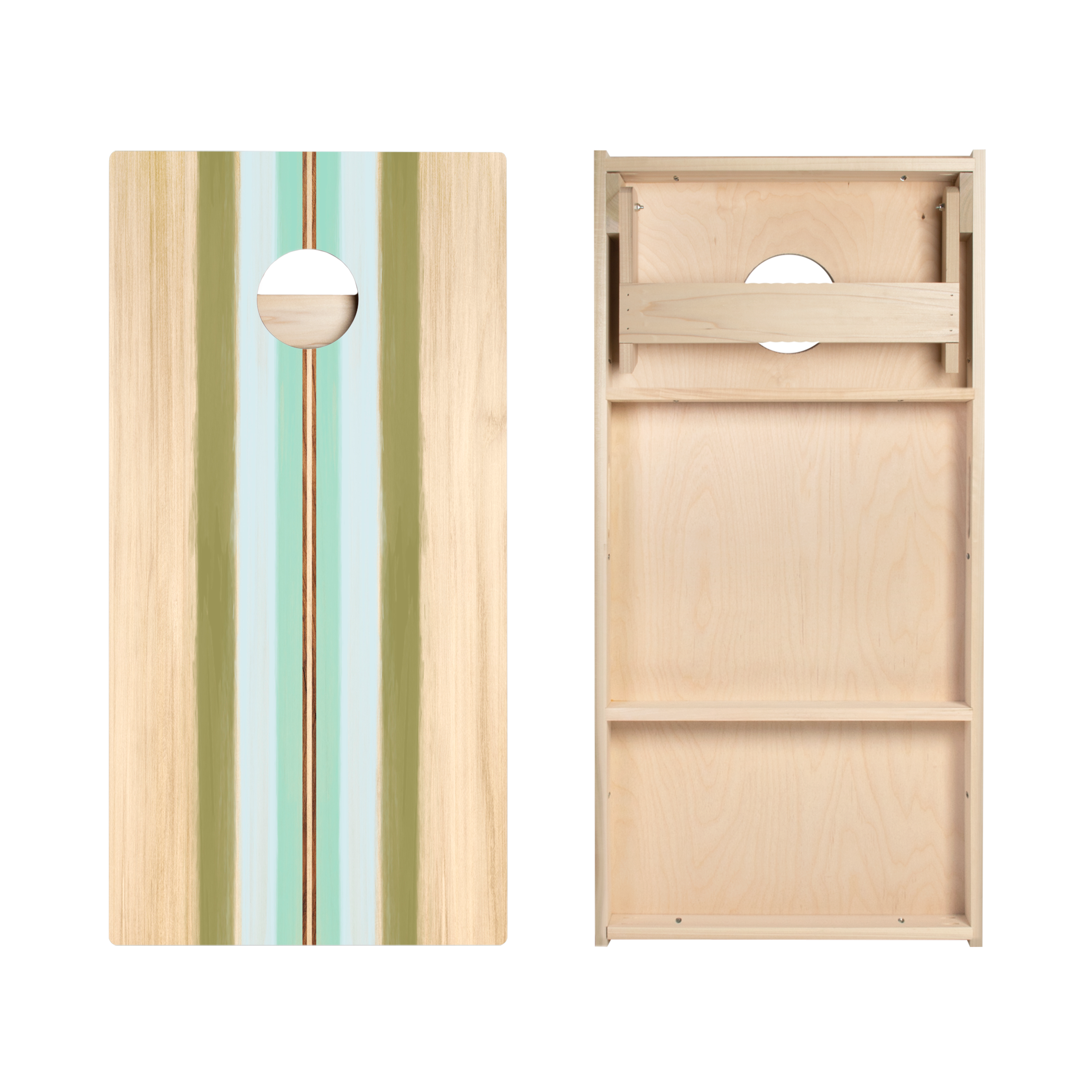 Beachy Retro Stripes Star Cornhole Boards