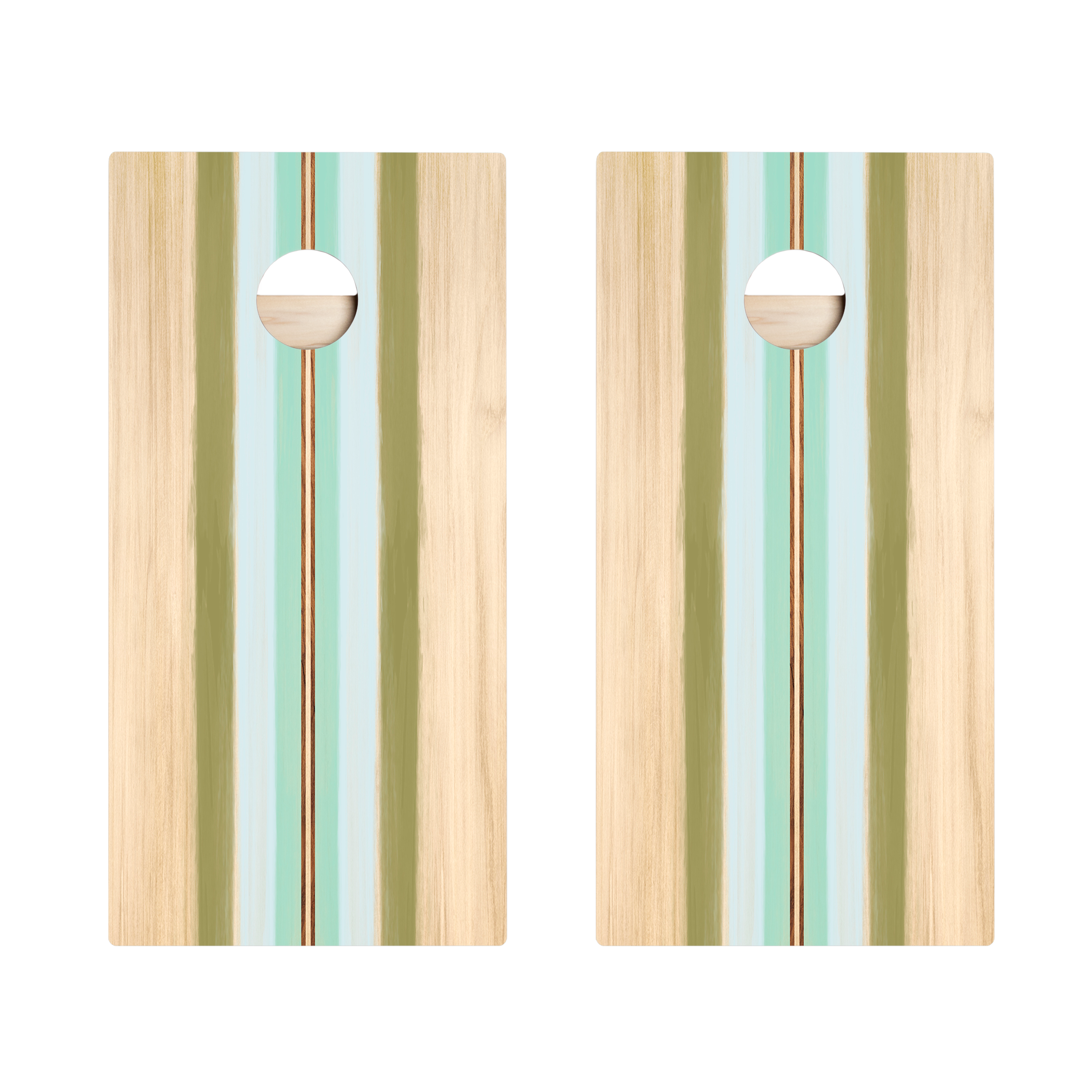 Beachy Retro Stripes Star Cornhole Boards