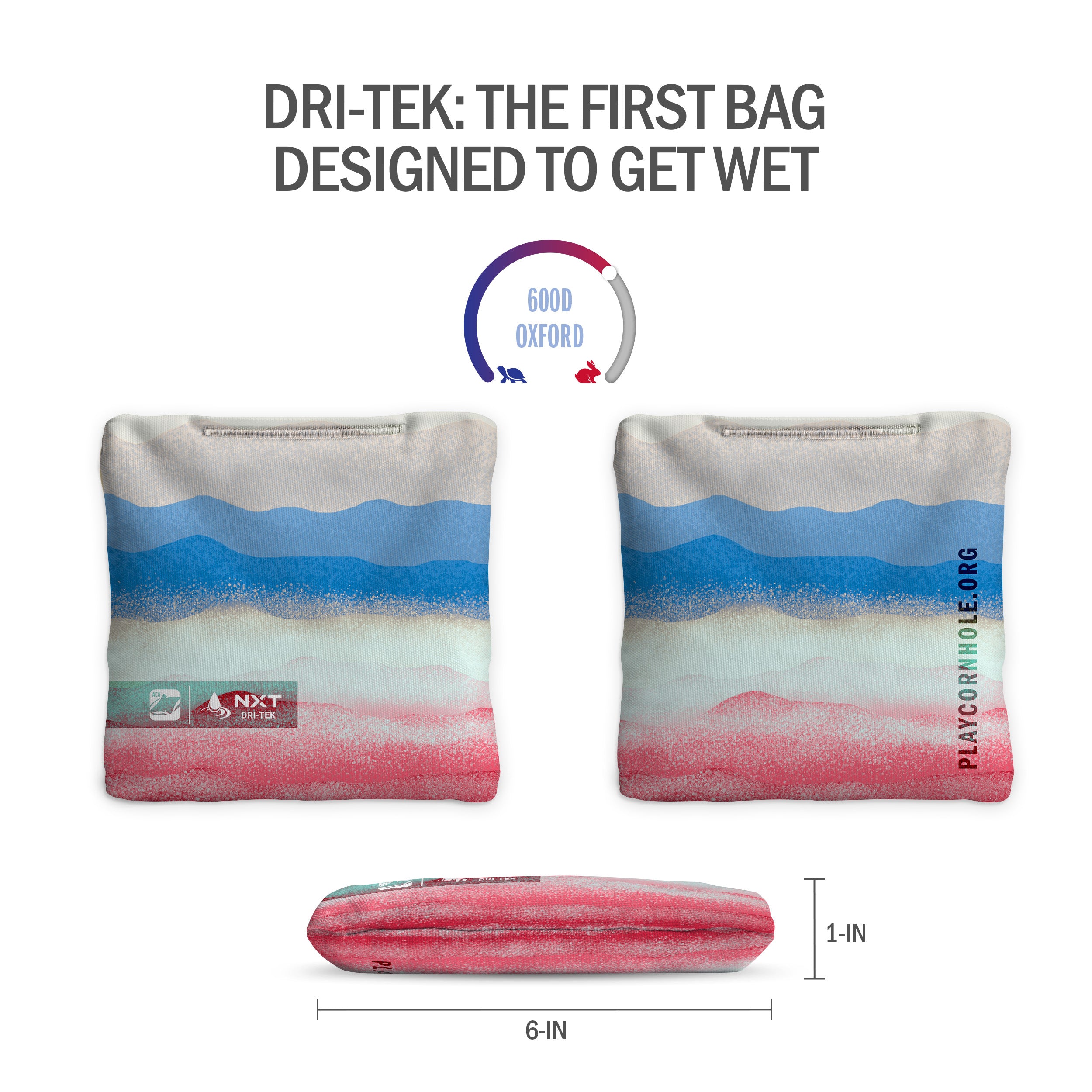 Rippling Stripes Red Blue NXT Dri-Tek Cornhole Bags