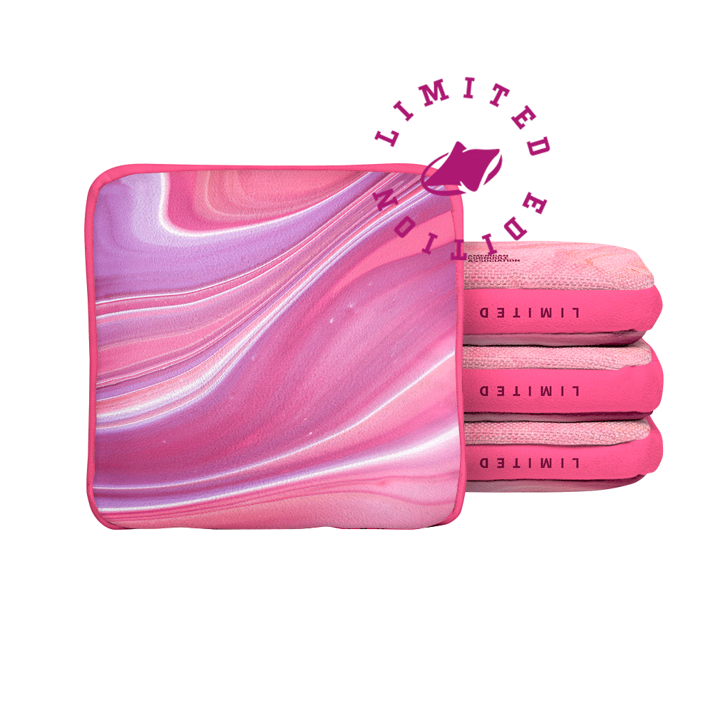 Abstract Swirl Pink Limited Edition Synergy Edge Cornhole Bags | 10.24 Drop - American Cornhole Association